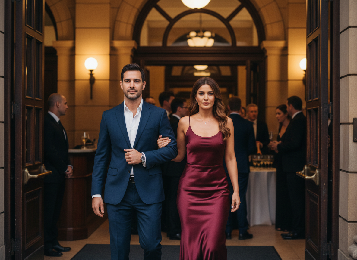Arriving at a formal event